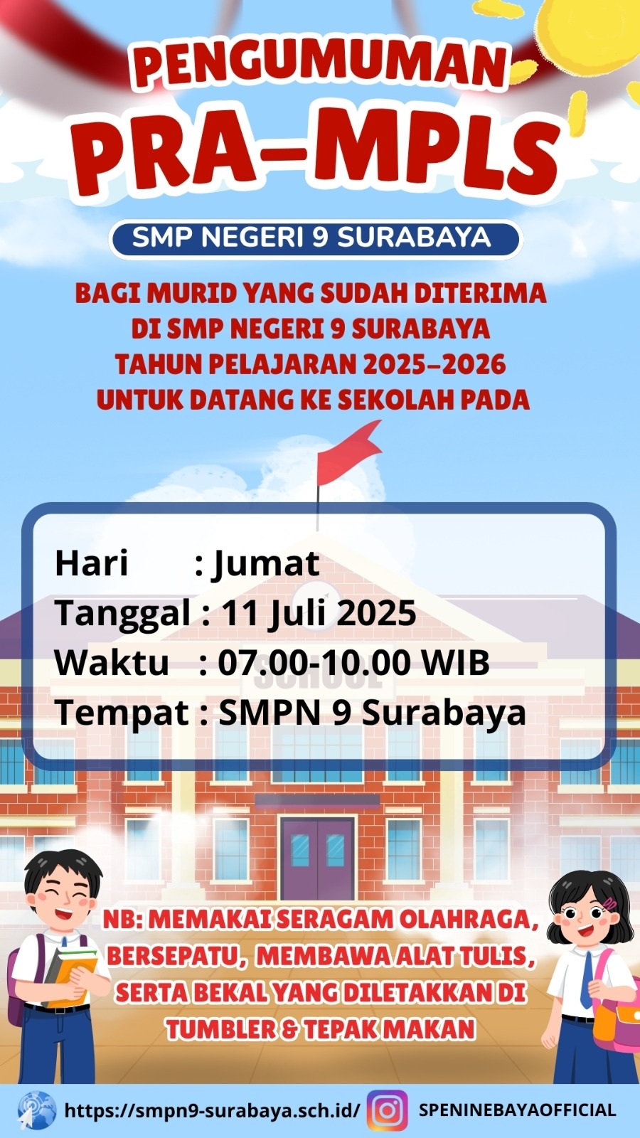 PENGUMUMAN PRA-MPLS SMP NEGERI 9 SURABAYA